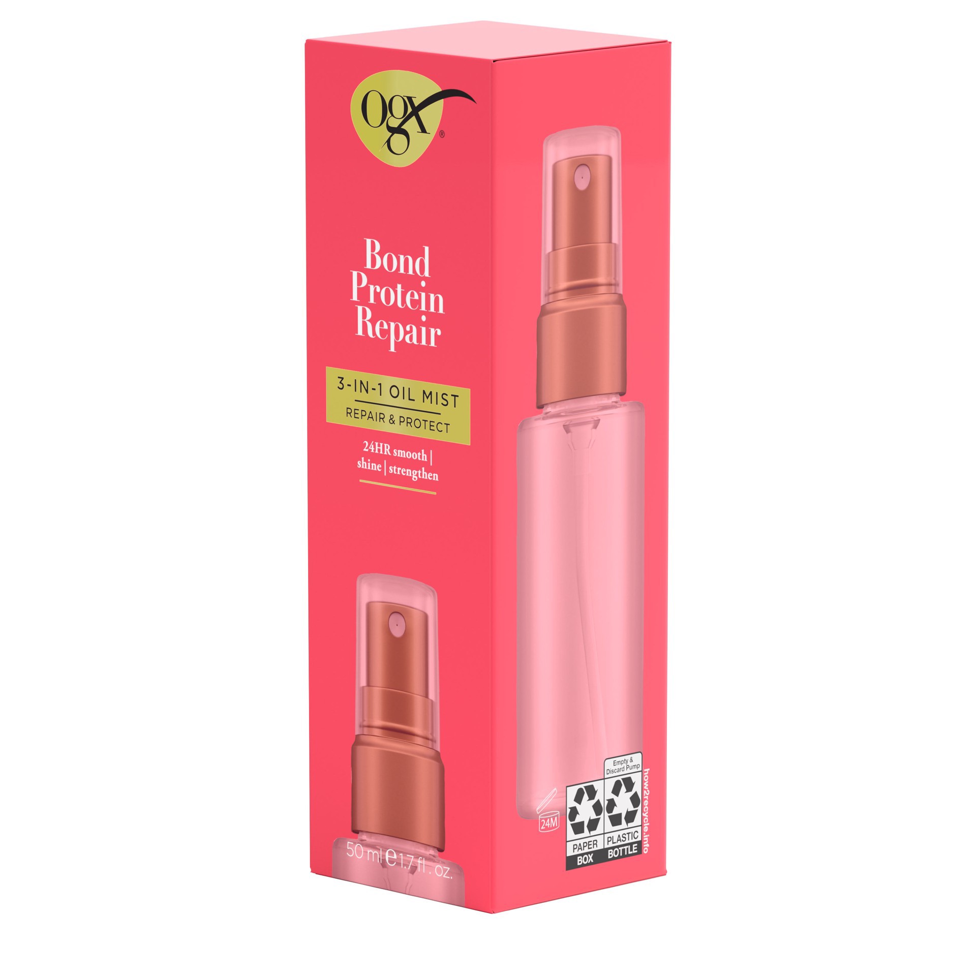 slide 2 of 9, OGX Repair & Protect Bond Protein Repair 3-in-1 Oil Mist, 1.7 fl. oz, 1.7 oz