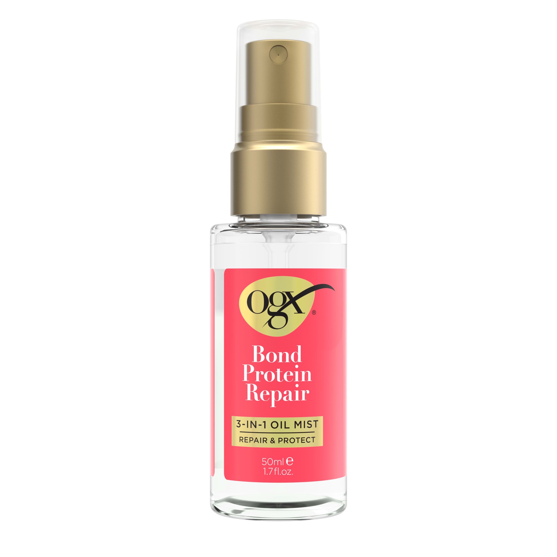 slide 1 of 9, OGX Repair & Protect Bond Protein Repair 3-in-1 Oil Mist, 1.7 fl. oz, 1.7 oz