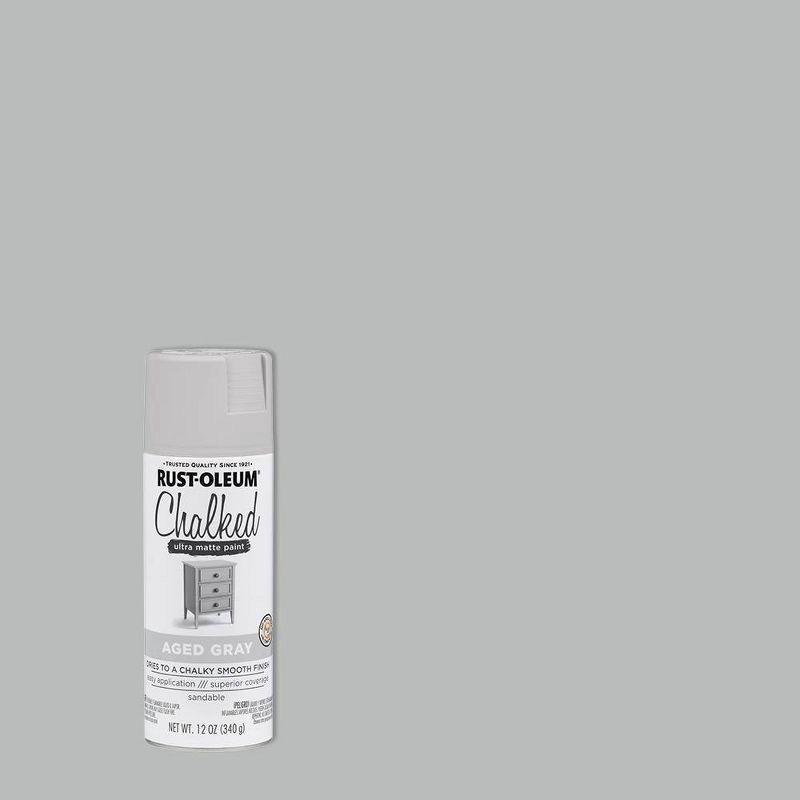 slide 1 of 9, Rust-Oleum 12oz Chalked Ultra Matte Spray Paint Aged Gray, 12 oz