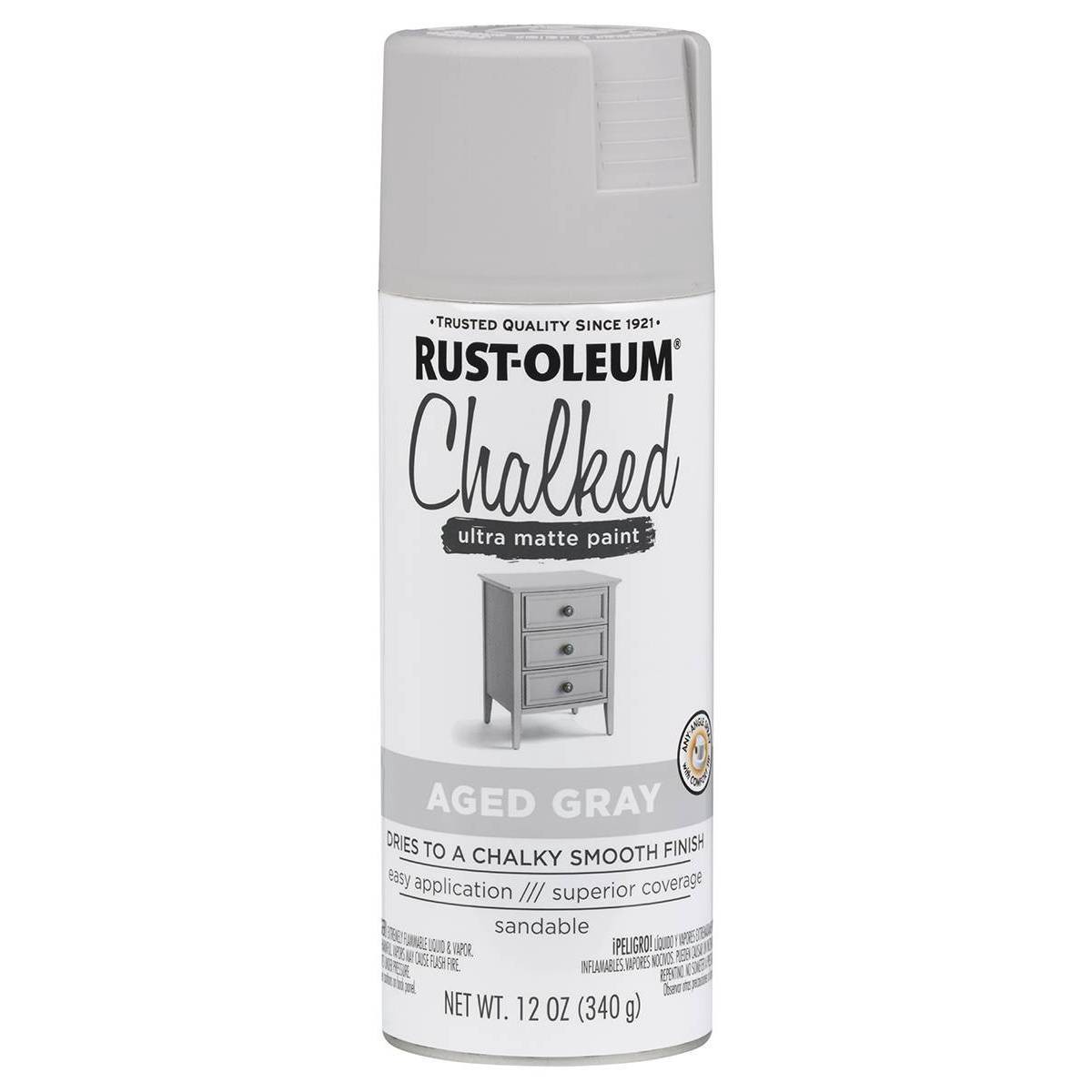 slide 1 of 1, Rust-Oleum Chalked Ultra Matte Spray Paint - 302592, Aged Gray, 12 oz
