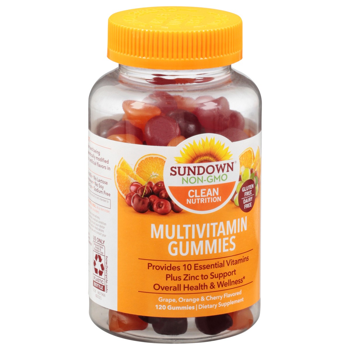 slide 9 of 9, Sundown Clean Nutrition Gummies Grape Orange & Cheery Flavored Multivitamin 120 Gummies, 120 ct