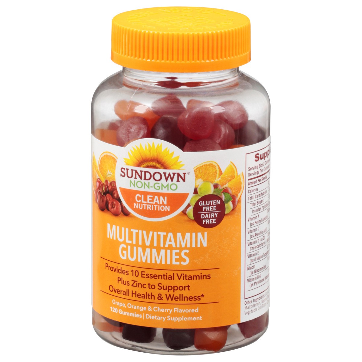 slide 2 of 9, Sundown Clean Nutrition Gummies Grape Orange & Cheery Flavored Multivitamin 120 Gummies, 120 ct