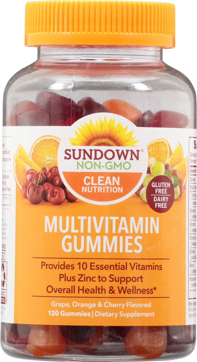 slide 6 of 9, Sundown Clean Nutrition Gummies Grape Orange & Cheery Flavored Multivitamin 120 Gummies, 120 ct