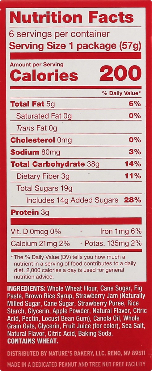 slide 8 of 9, Nature's Bakery Strawberry Whole Wheat Fig Bars, Snack Bars, 6 Ct, 6 ct