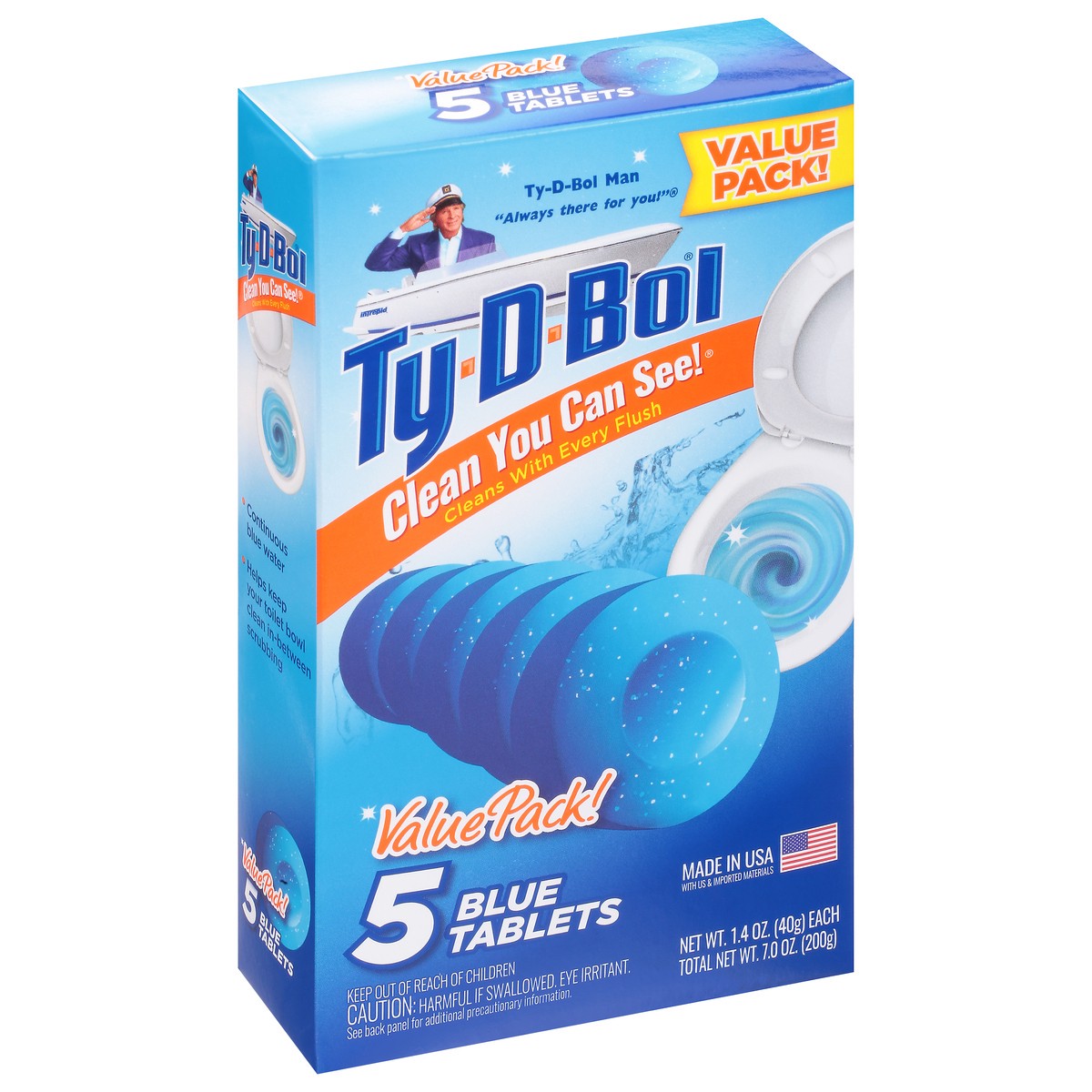 slide 6 of 9, Ty-D-Bol Value Pack Blue Tablets Value Pack 5 - 1.4 oz Tablets, 5 ct