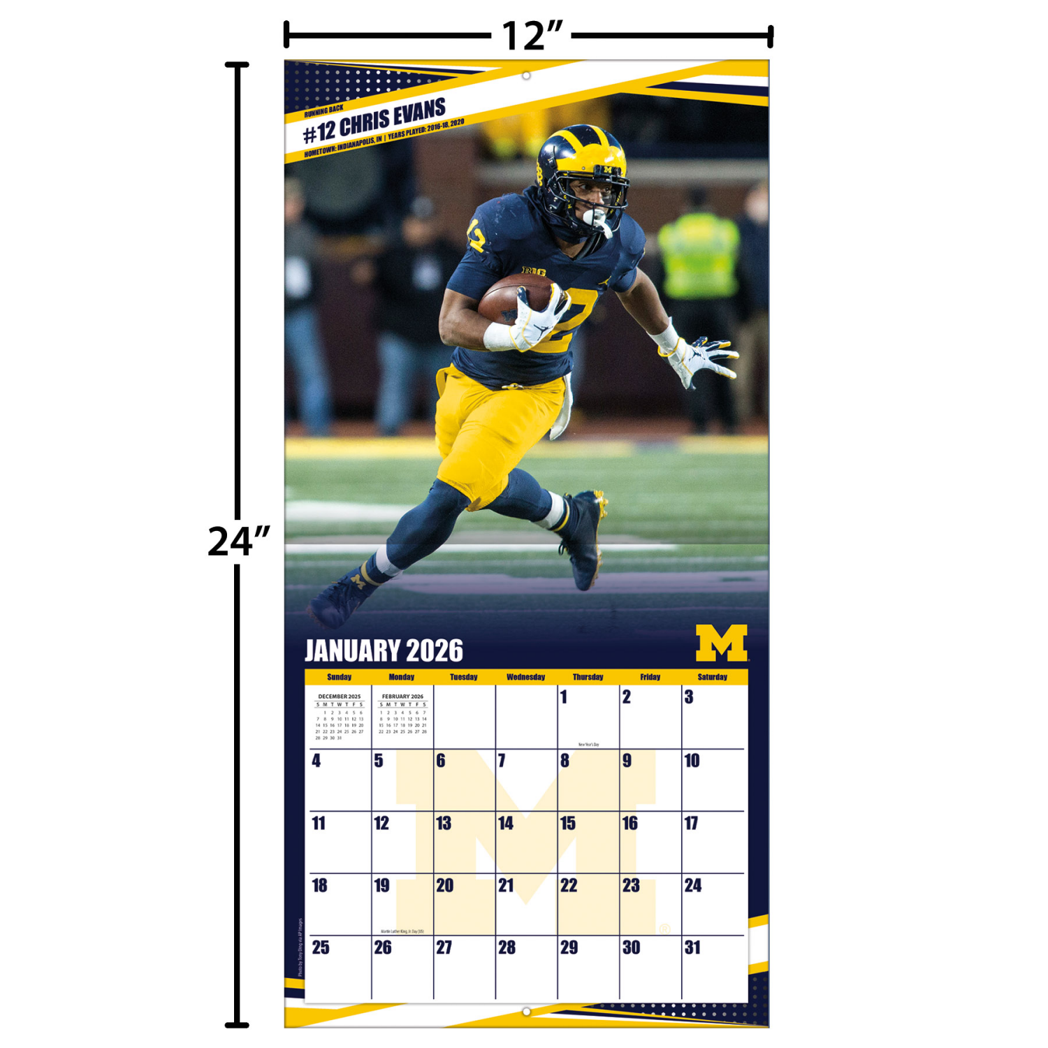 slide 2 of 2, 2026 University of Michigan Wall Calendar, 1 ct