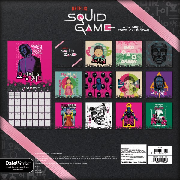 slide 2 of 5, 2025 Squid Game Wall Calendar, 1 ct