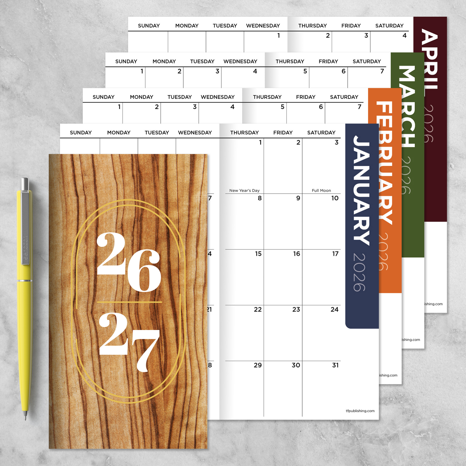 slide 2 of 2, 2026 Washed Oak Large Monthly Planner, 1 ct