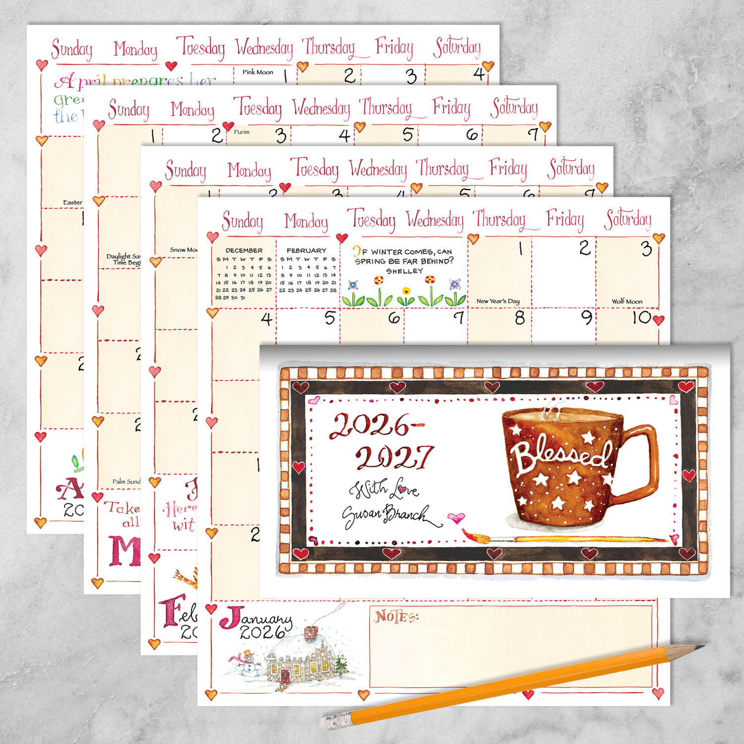 slide 2 of 2, 2026-2027 Susan Branch Small Monthly Pocket Planner, 1 ct