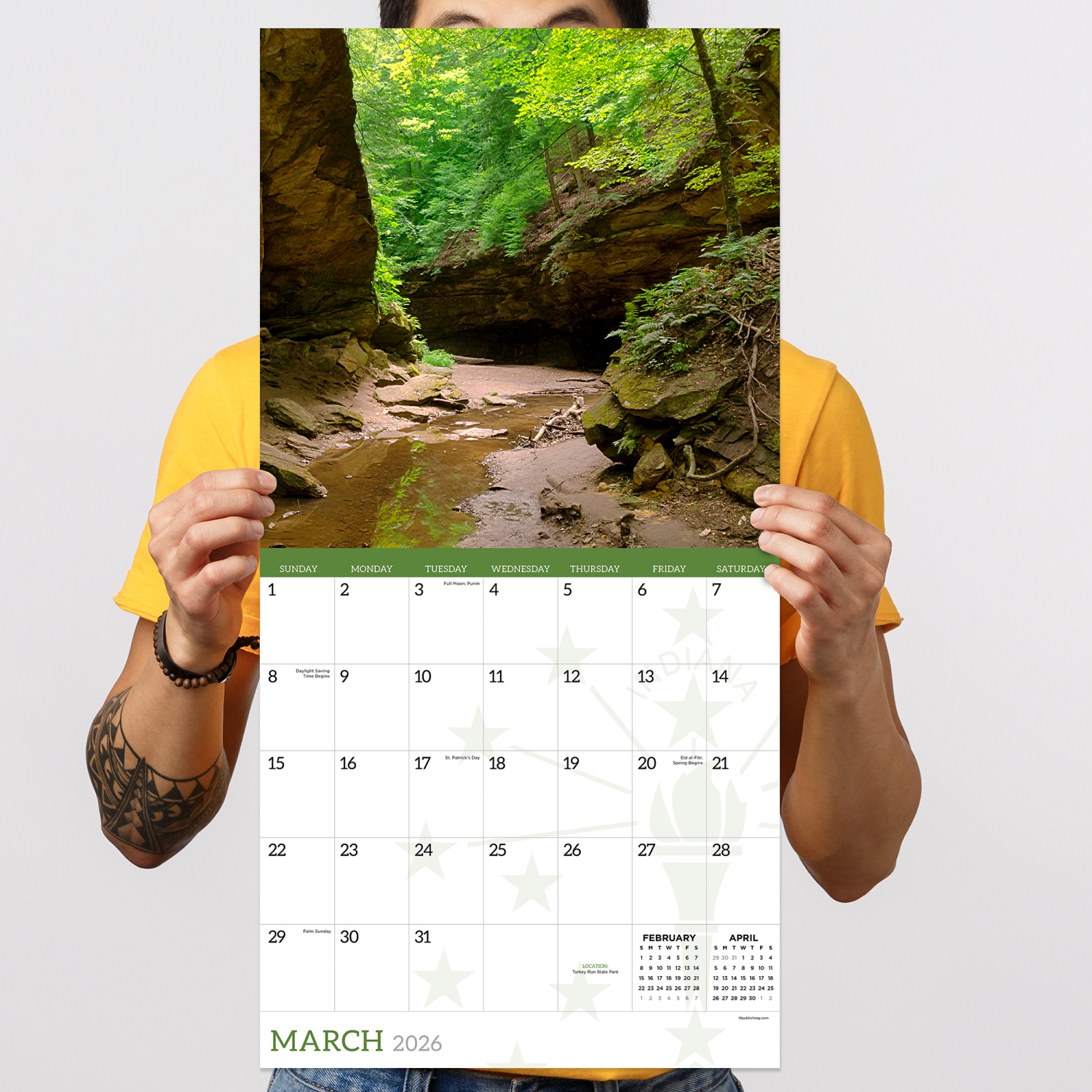 slide 2 of 2, 2026 Indiana Wall Calendar, 1 ct