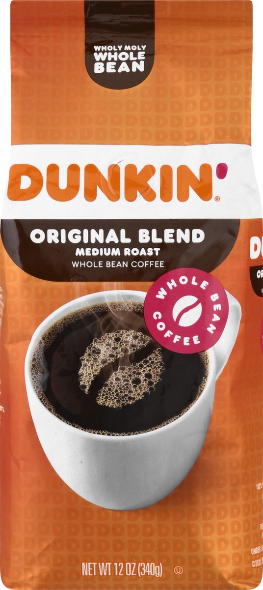 slide 6 of 9, Dunkin' Medium Roast Whole Bean Original Blend Coffee 12 oz, 12 oz