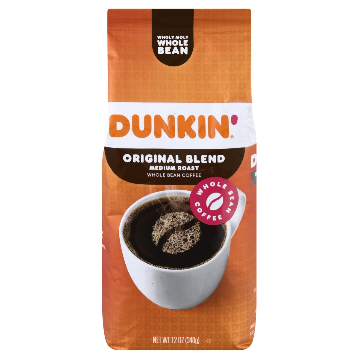 slide 1 of 9, Dunkin' Medium Roast Whole Bean Original Blend Coffee 12 oz, 12 oz