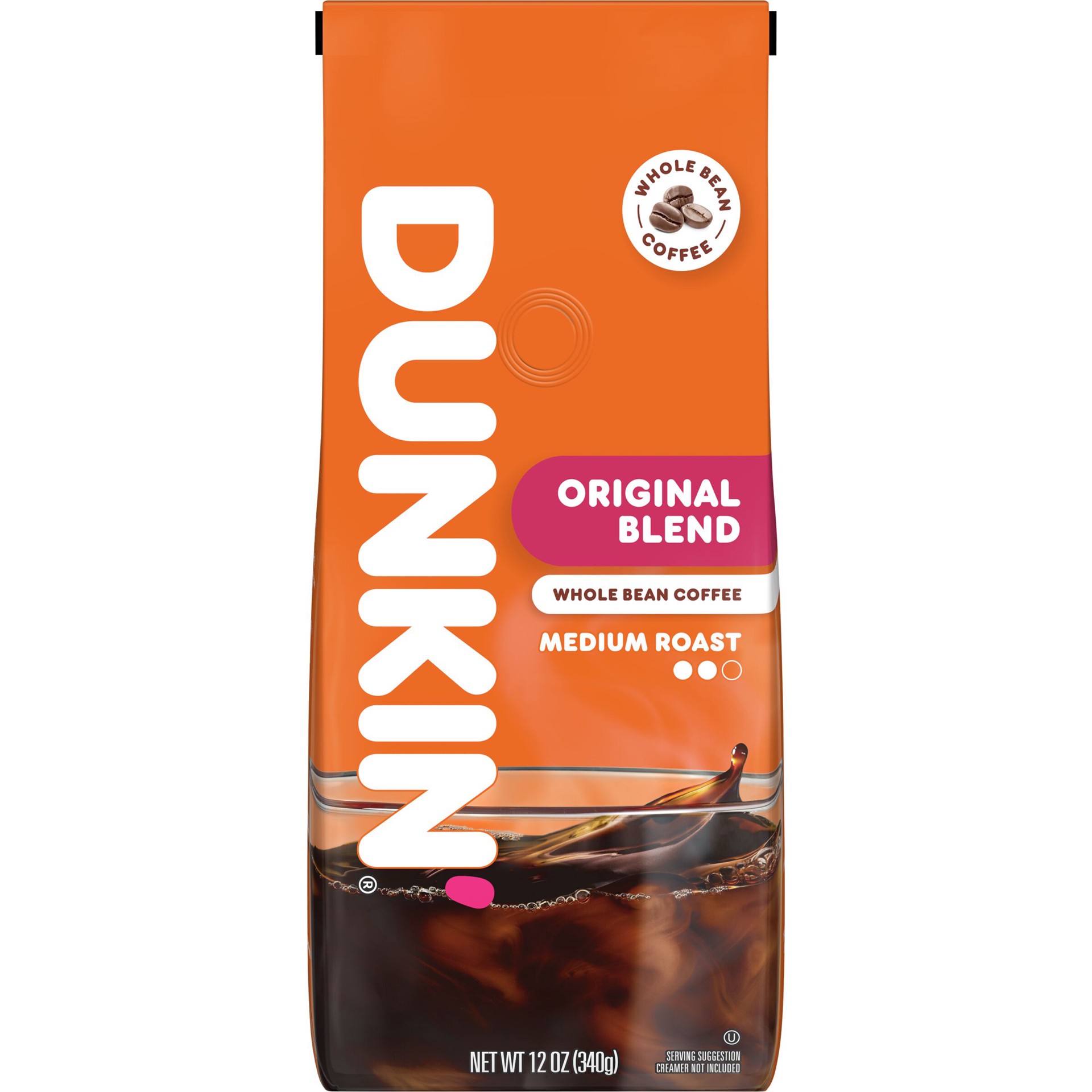 slide 1 of 9, Dunkin'' Dunkin'’ Original Blend Medium Roast Whole Bean Coffee, 12 Oz. Bag, 12 oz