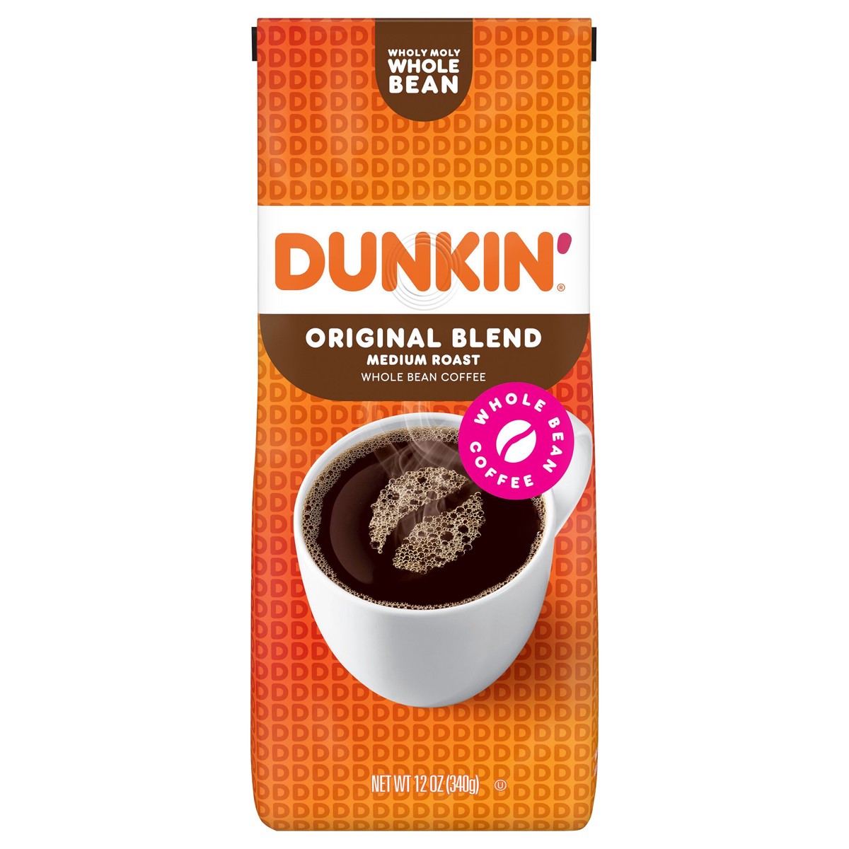 slide 1 of 9, Dunkin'' Original Blend Whole Bean Coffee, Medium Roast, 12 oz. Bag, 12 oz