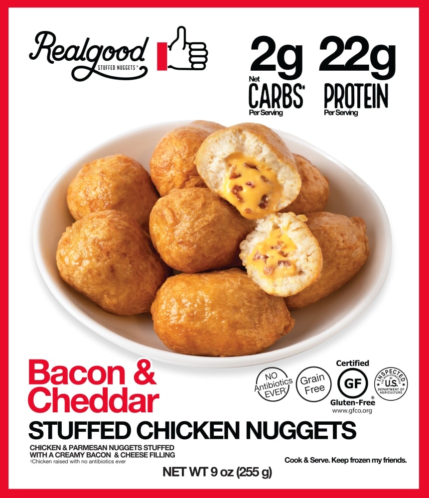 slide 1 of 1, Realgood Chicken & Parmesan Poppers Stuffed With A Creamy Bacon Cheddar, 9 oz