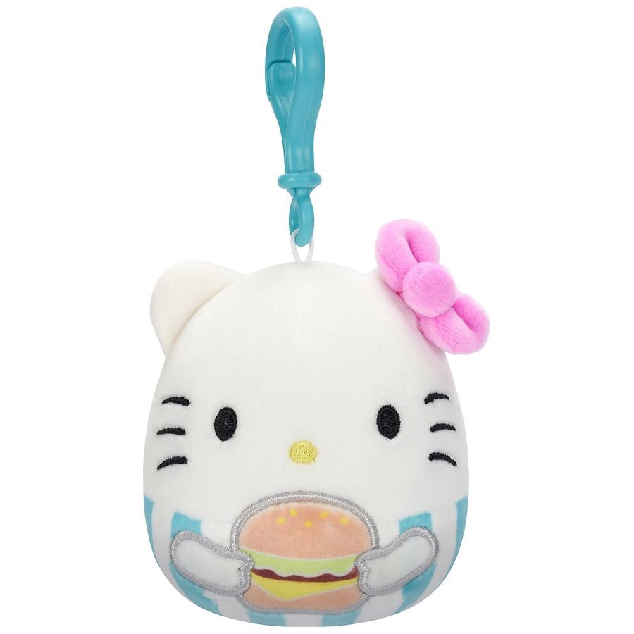 slide 1 of 1, Squishmallows Original Sanrio Hello Kitty Holding Burger Clip On Plush 3.5 Inch, 1 ct