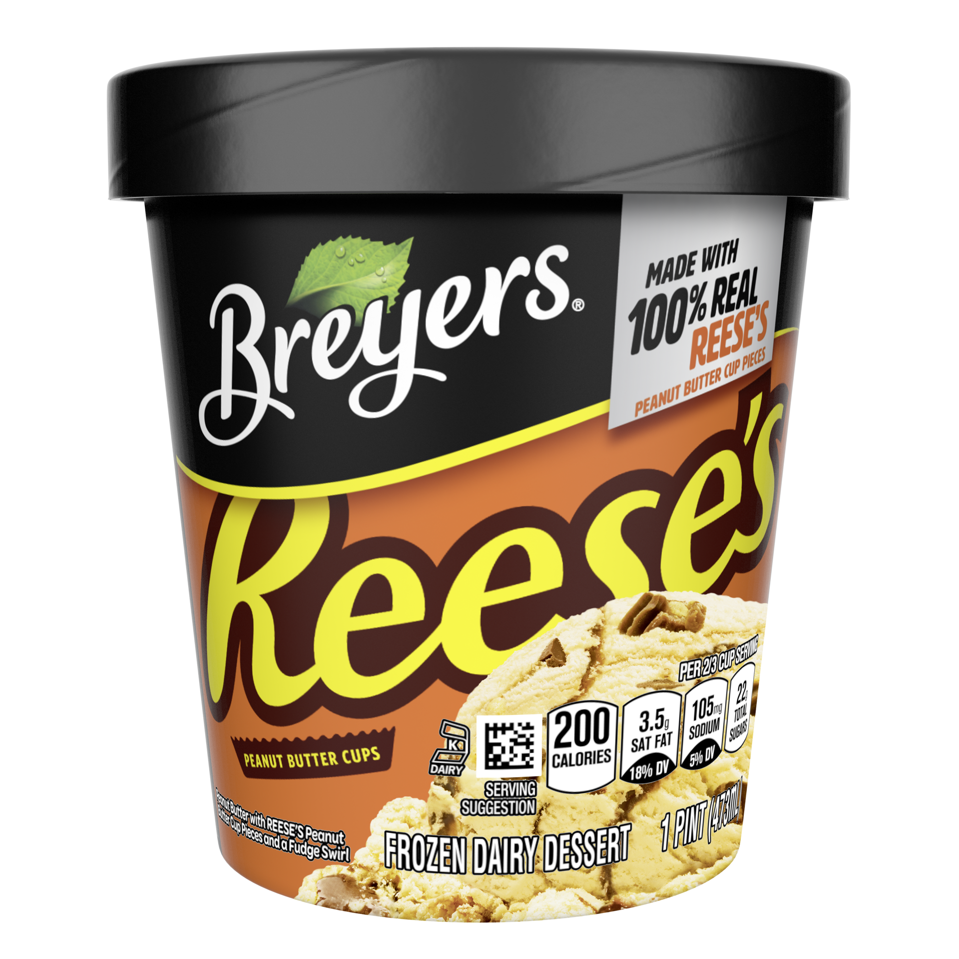 slide 2 of 4, Breyer's REESE's Peanut Butter Light Ice Cream with Reese's Peanut Butter Cups and Peanut Butter Swirl, Pint, 16 oz