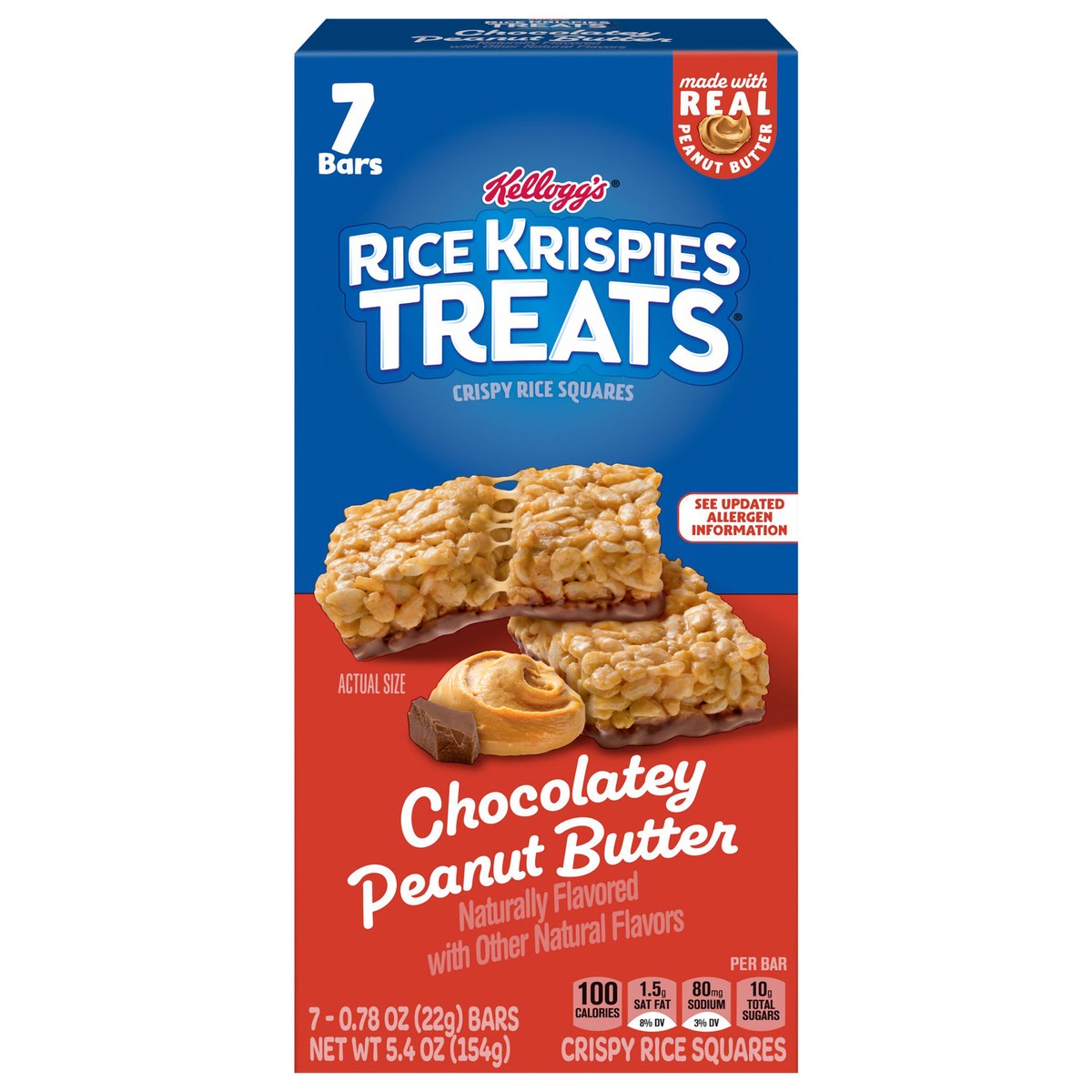 slide 1 of 7, Rice Krispies Treats Chocolatey Peanut Butter Crispy Rice Squares, 5.4 oz