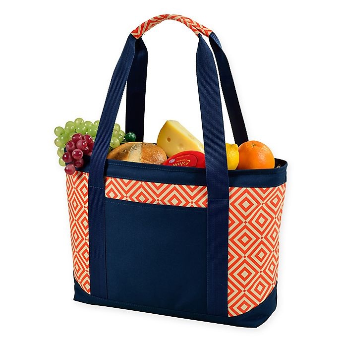 slide 1 of 1, Picnic At Ascot Eco Large Insulated Cooler Tote - Orange/Navy, 1 ct