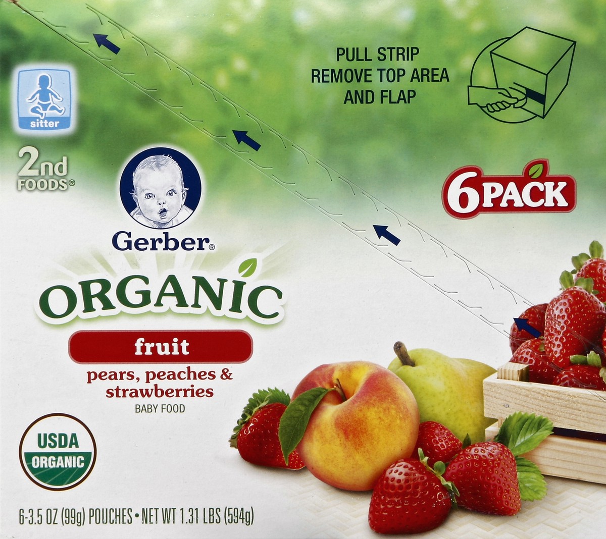 slide 4 of 5, Gerber Fruit Pears, Peaches & Strawberries Baby Food, 21 oz