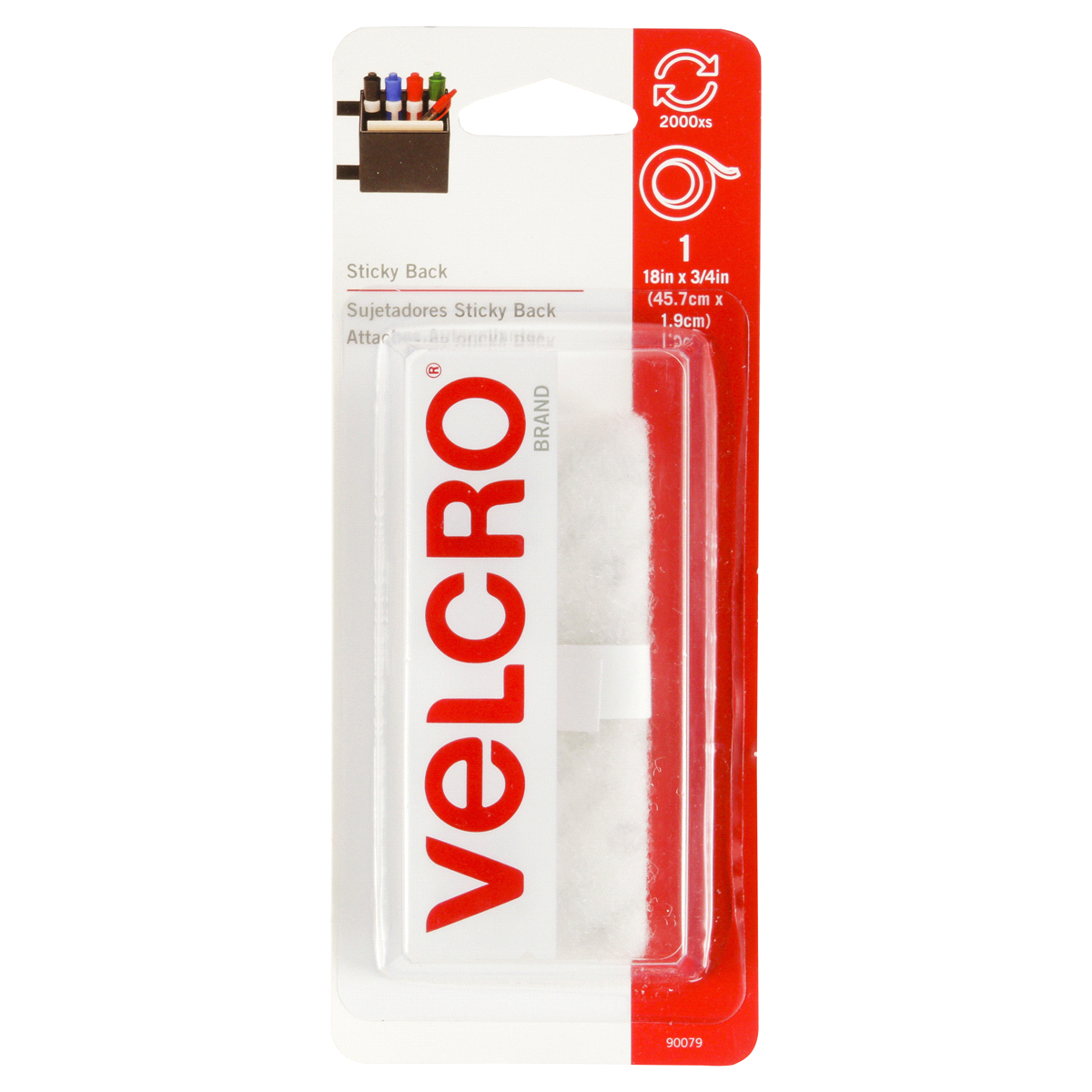 slide 1 of 1, VELCRO Brand Velcro Sticky Back General Purpose Adhesive Fasteners, 18 Inch, White Tape, 1 Each, 1 ct