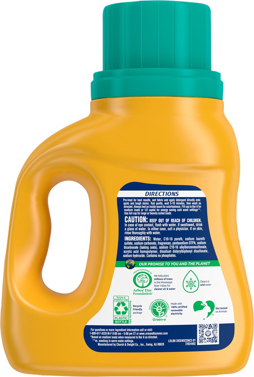 slide 10 of 13, ARM & HAMMER Sensitive Skin Plus Fresh Scent, 28 Loads Liquid Laundry Detergent, 28 Fl oz, 28 fl oz