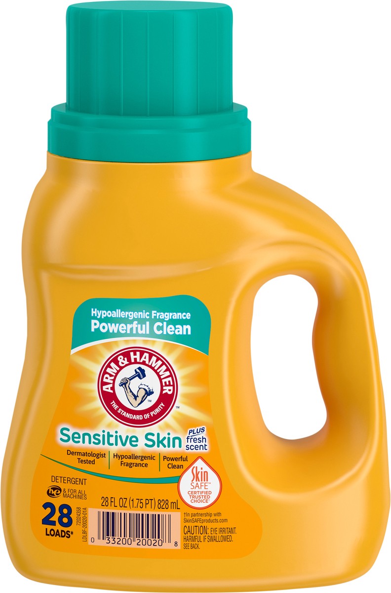 slide 11 of 13, ARM & HAMMER Sensitive Skin Plus Fresh Scent, 28 Loads Liquid Laundry Detergent, 28 Fl oz, 28 fl oz