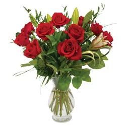 Rose-Lily Vase Arrangement