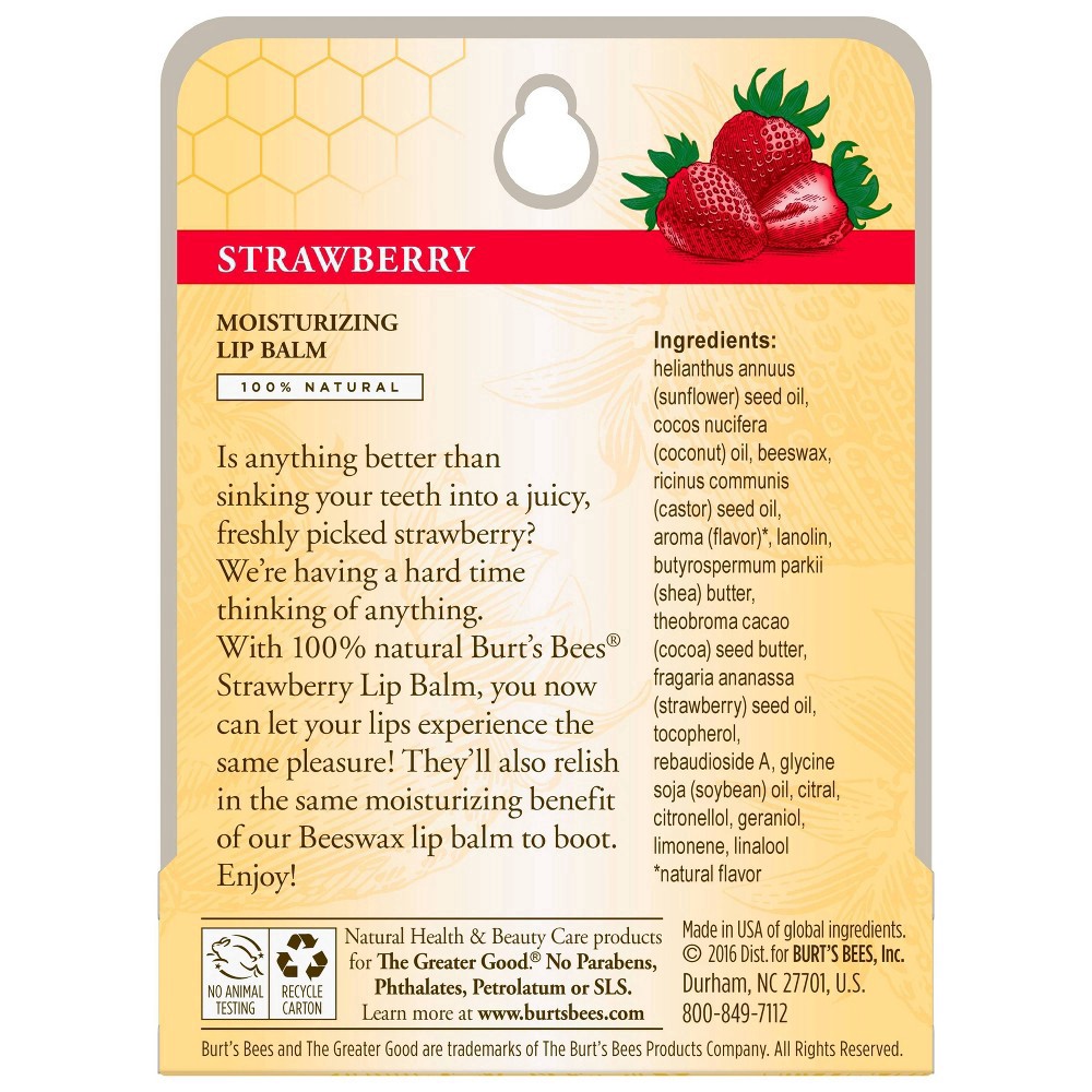 slide 4 of 15, Burt's Bees Moisturizing Strawberry Lip Balm 0.15 oz, 0.15 oz