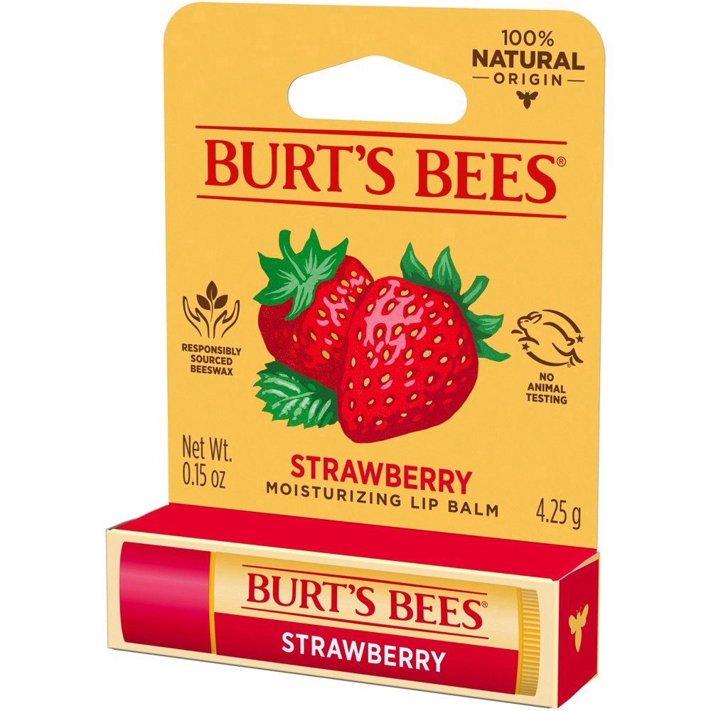 slide 3 of 15, Burt's Bees Moisturizing Strawberry Lip Balm 0.15 oz, 0.15 oz