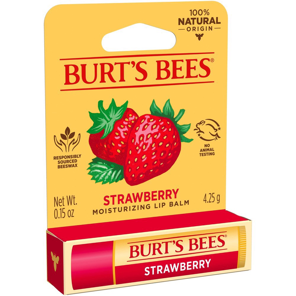 slide 15 of 15, Burt's Bees Moisturizing Strawberry Lip Balm 0.15 oz, 0.15 oz