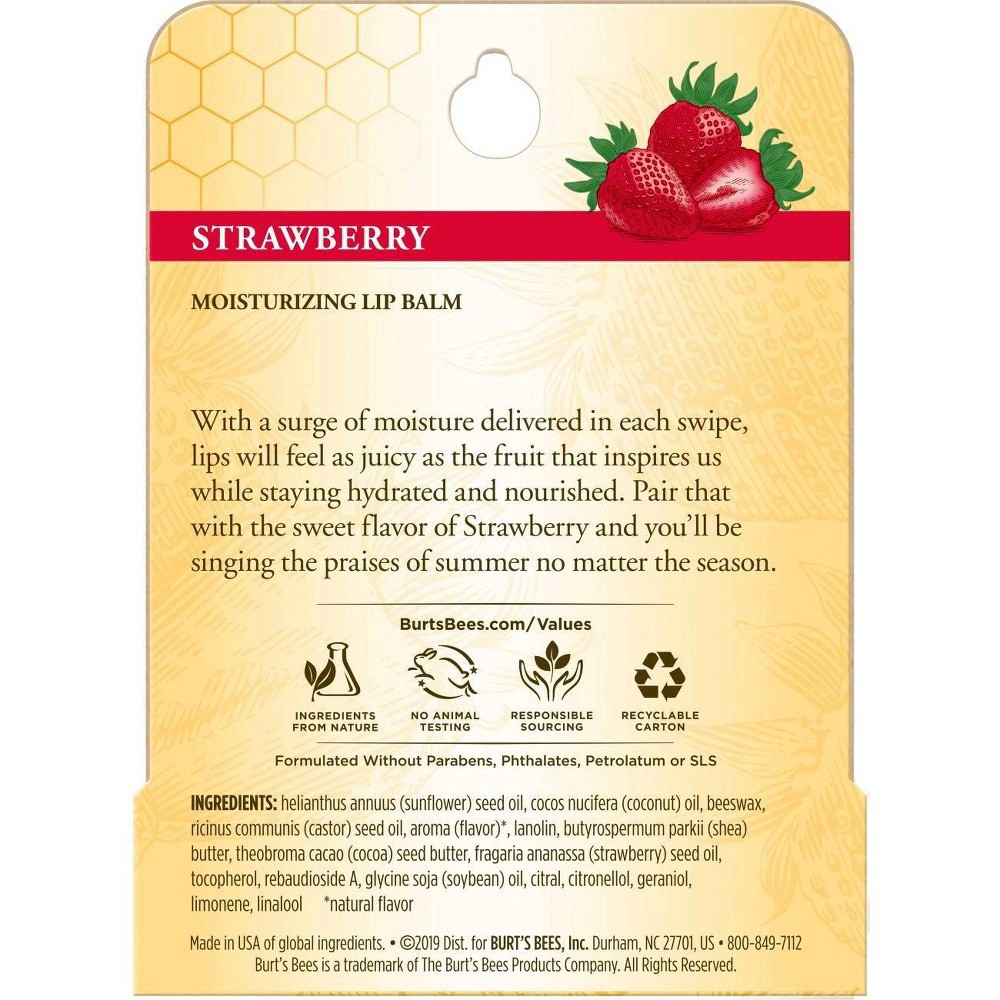 slide 9 of 15, Burt's Bees Moisturizing Strawberry Lip Balm 0.15 oz, 0.15 oz