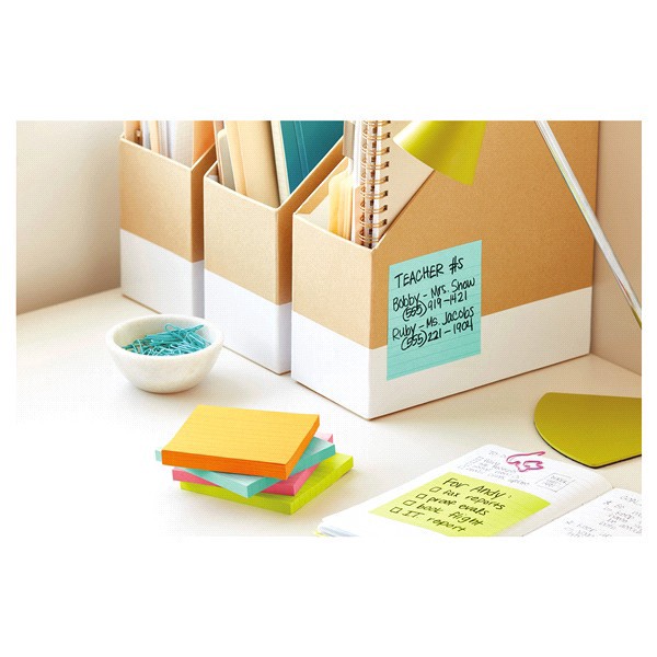 slide 9 of 17, 3M Post-it Super Sticky Notes, Assorted Sizes, Miami Collection, Lined, 15 Pads/Pack /Pad, 1 ct