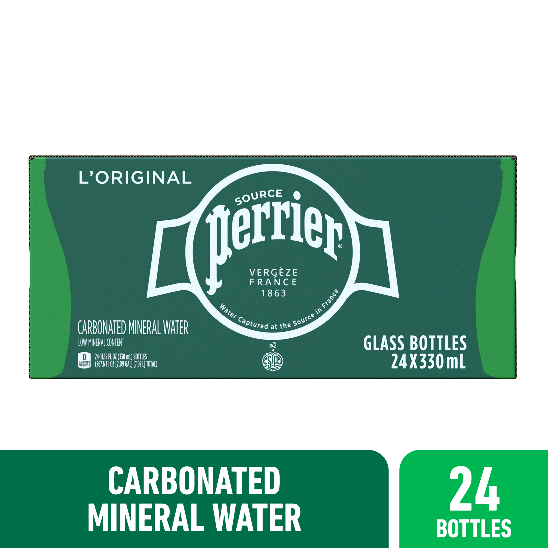 slide 1 of 8, Perrier Carbonated Mineral Water, 11.15 FL OZ Glass (24 count) - 267.60 oz, 267.60 oz