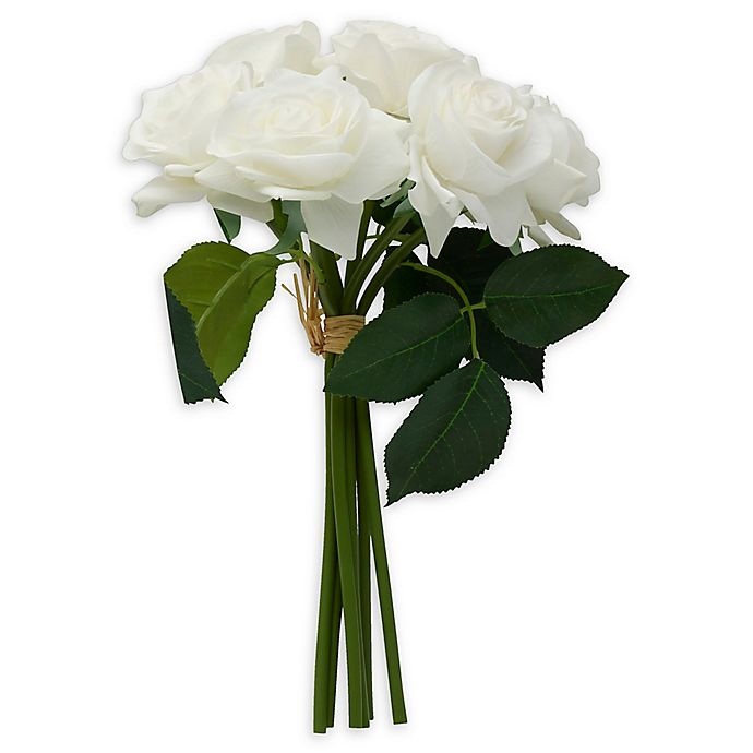 slide 1 of 1, Elements Artificial Rose Bouquet - White, 12 in