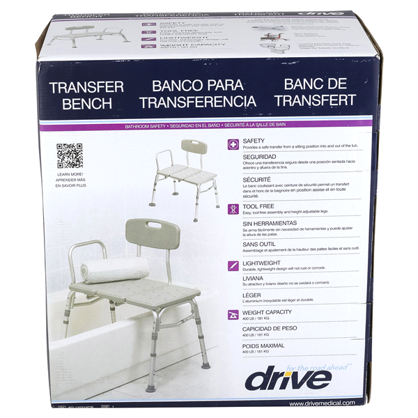 slide 13 of 21, Drive Medical Three Piece Transfer Bench, 1 ct