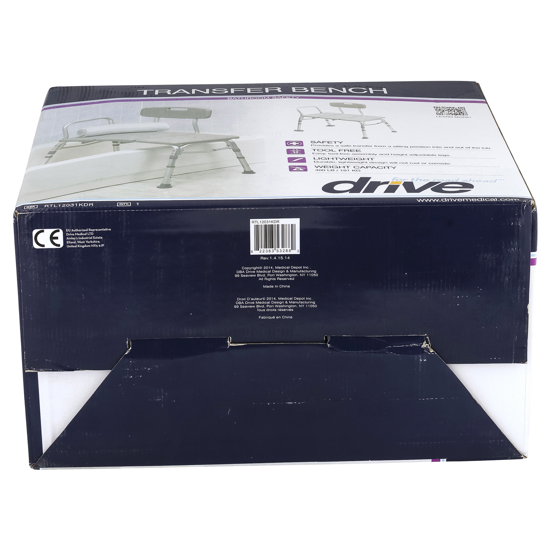 slide 8 of 21, Drive Medical Three Piece Transfer Bench, 1 ct