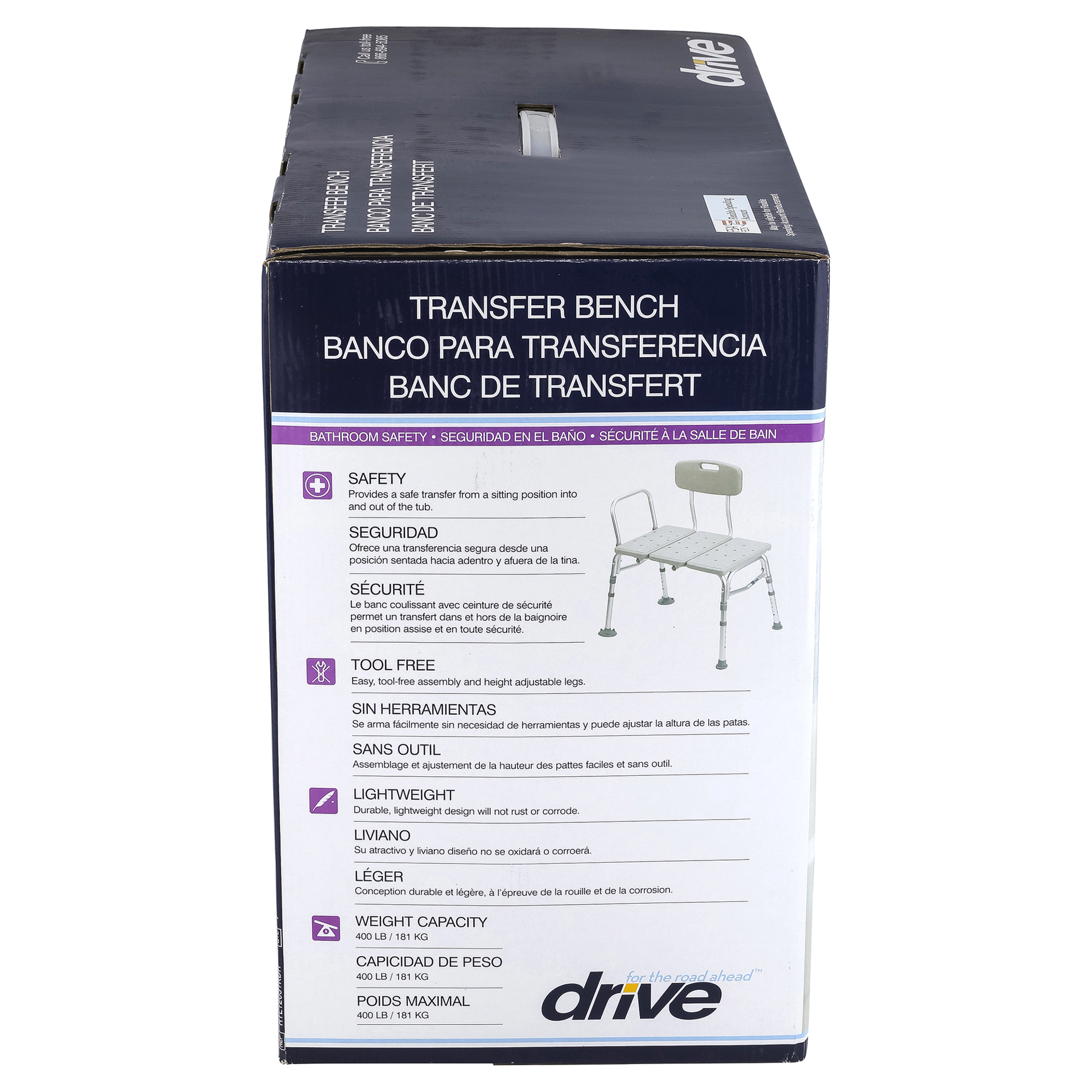 slide 5 of 21, Drive Medical Three Piece Transfer Bench, 1 ct