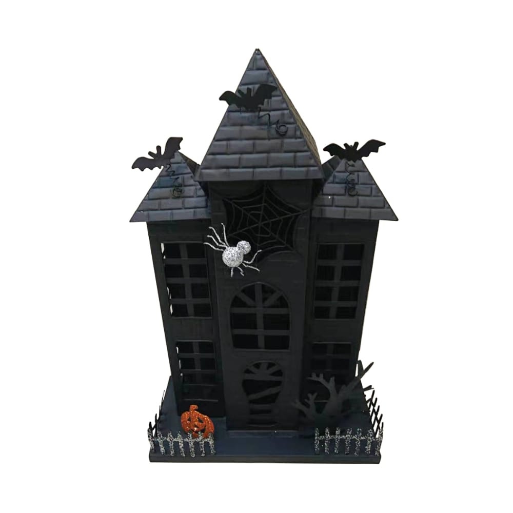 slide 1 of 1, Holiday Home Metal Halloween House - Black, 15 in