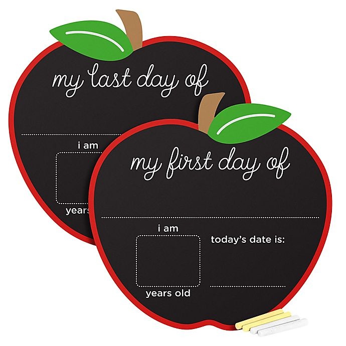 slide 4 of 6, Pearhead First and Last Day of School Double-Sided Reusable Apple Chalkboard Frame, 1 ct