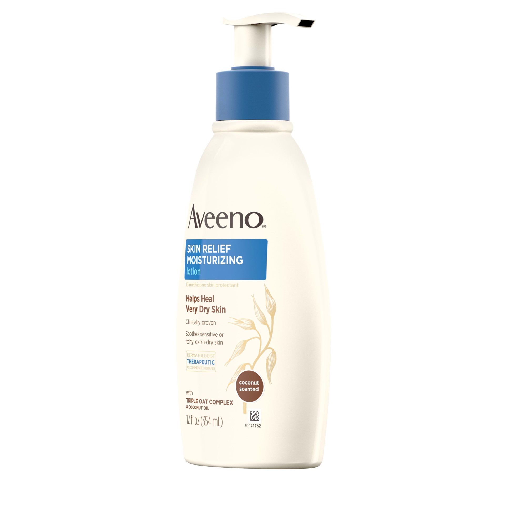 slide 3 of 5, Aveeno Skin Relief Moisturizing Lotion with Coconut Scent & Triple Oat Complex, Dimethicone Skin Protectant for Sensitive & Extra-Dry Itchy Skin, 12 fl. oz, 12 fl oz