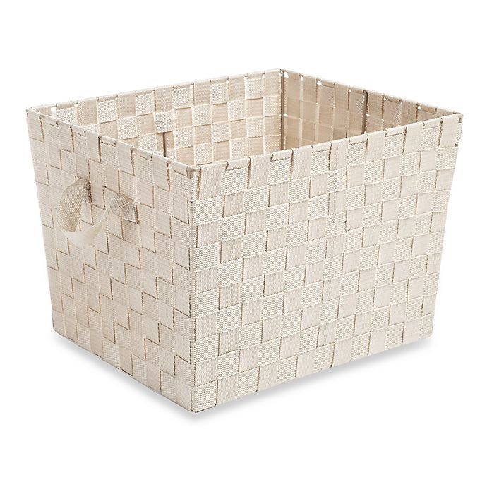 slide 1 of 1, Simplify Large Woven Storage Tote - Cream, 1 ct