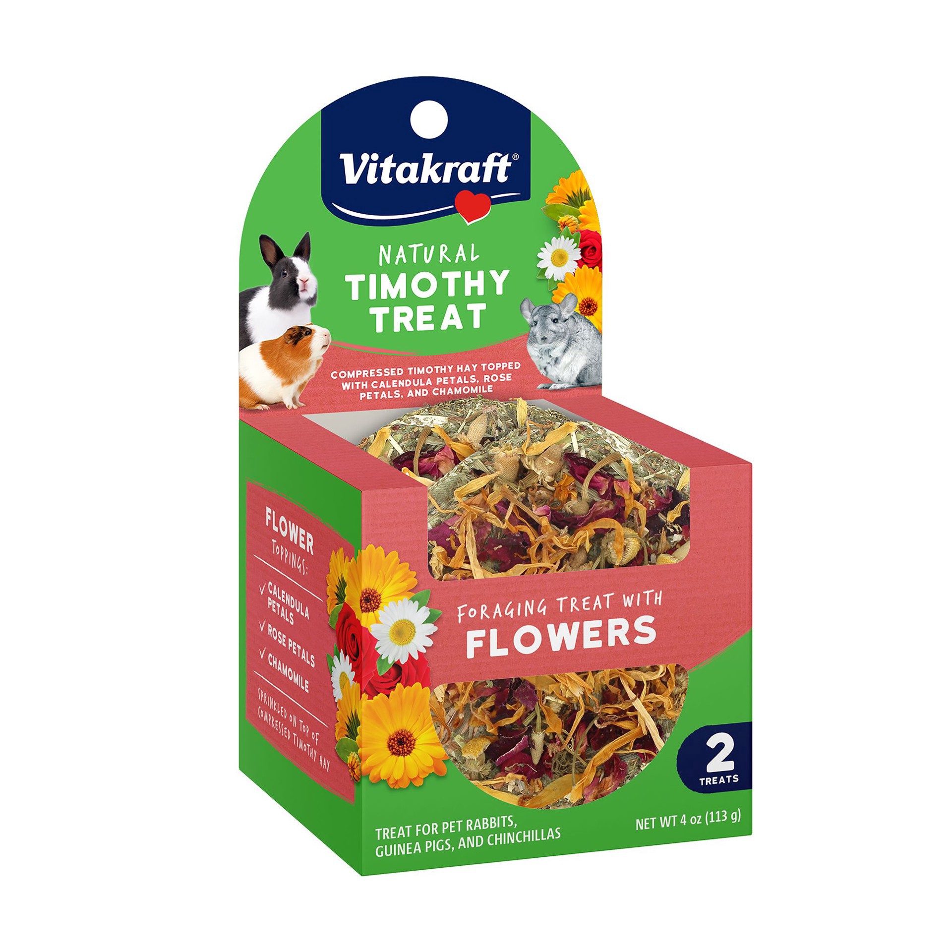 slide 1 of 1, Vitakraft® Natural Timothy Foraging Treat With Flowers, 2 ct