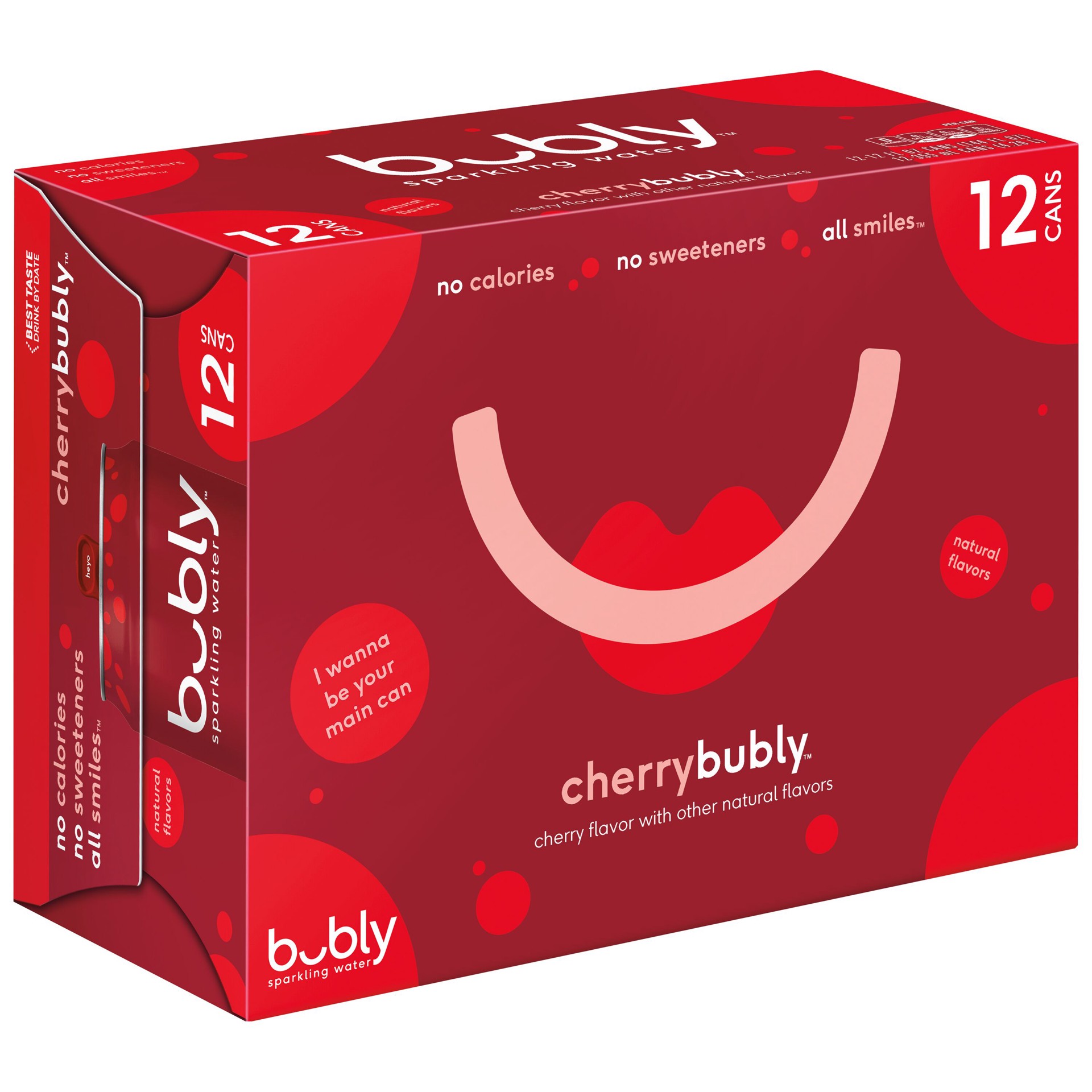 slide 1 of 9, bubly Sparkling Water Cherry 12 Fl Oz 12 Count Cans, 12 ct; 12 fl oz