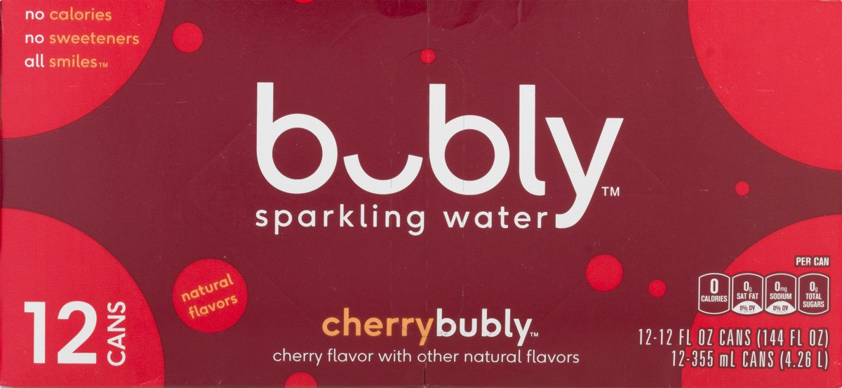 slide 6 of 9, bubly Sparkling Water Cherry 12 Fl Oz 12 Count Cans, 12 ct; 12 fl oz