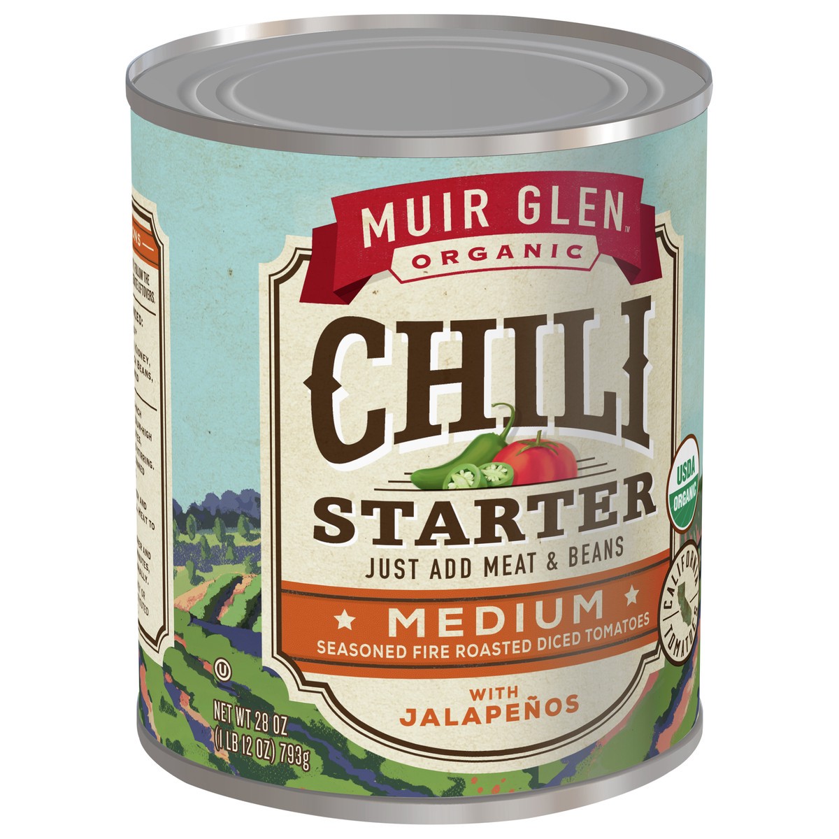 slide 7 of 9, Muir Glen Chili Starter, Seasoned Fire Roasted Diced Tomatoes with Jalapeños, Medium, 28 oz., 28 oz