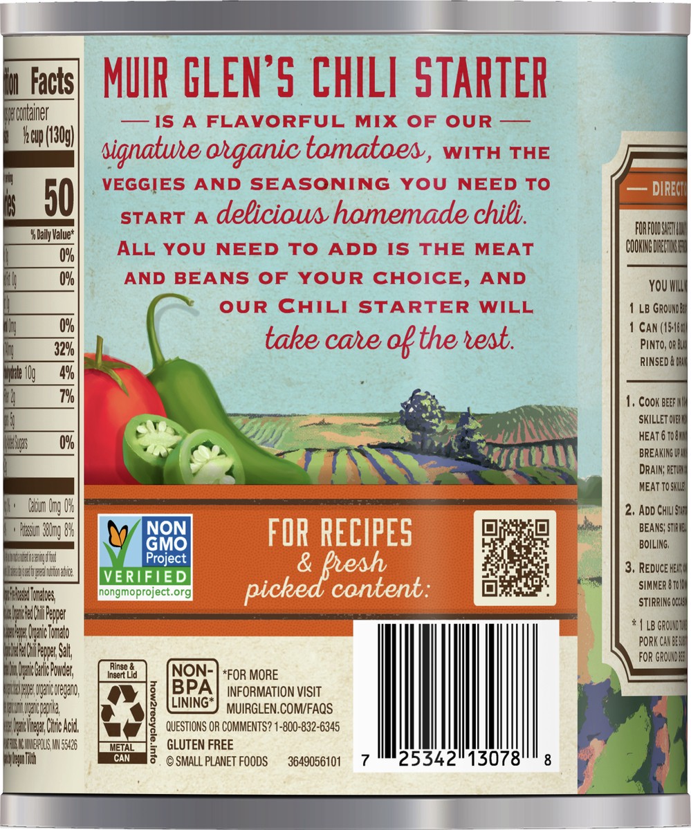 slide 5 of 9, Muir Glen Chili Starter, Seasoned Fire Roasted Diced Tomatoes with Jalapeños, Medium, 28 oz., 28 oz