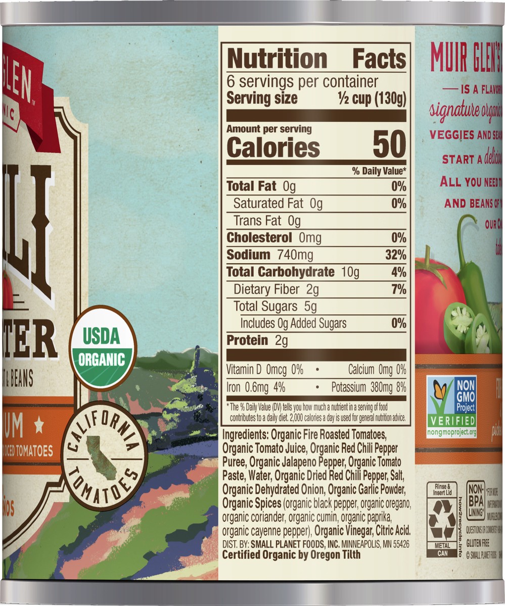 slide 2 of 9, Muir Glen Chili Starter, Seasoned Fire Roasted Diced Tomatoes with Jalapeños, Medium, 28 oz., 28 oz