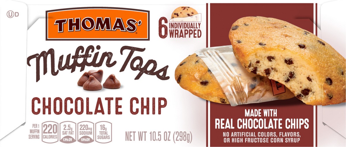 slide 2 of 7, Thomas' Chocolate Chip Chocolate Muffin Tops, 6 packs, 10.5 oz, 6 ct