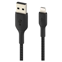 slide 15 of 17, Belkin Braided Lightning To Usb-A 2M Black, 2m